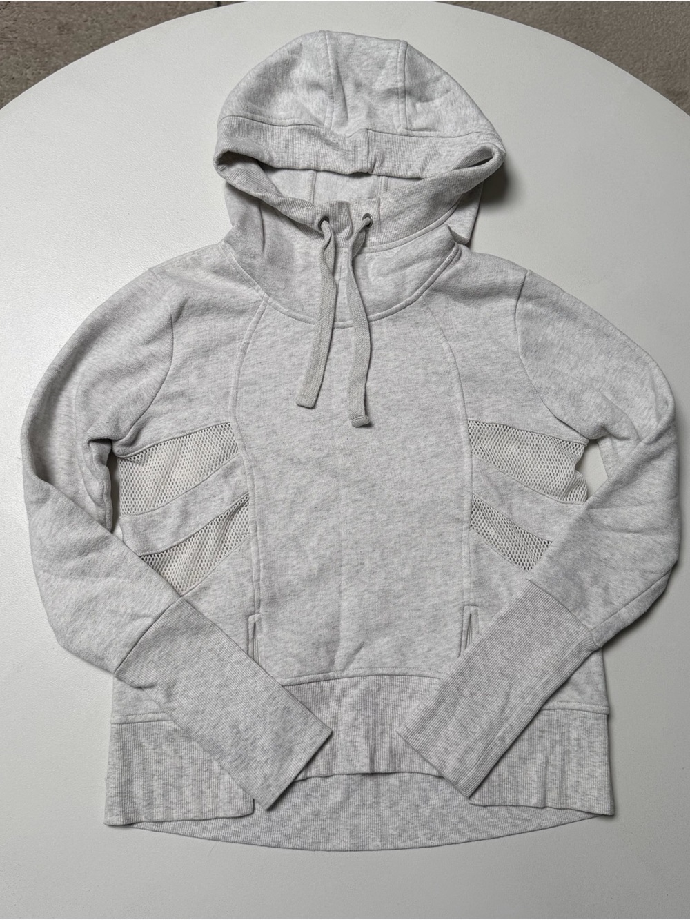 ALO Light Gray Hooded Sweatshirt with Mesh Side Panels